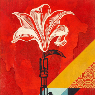 FLOWER 2024 POWER - RED : S/N SCREEN PRINT : OBEY : SHEPARD FAIREY